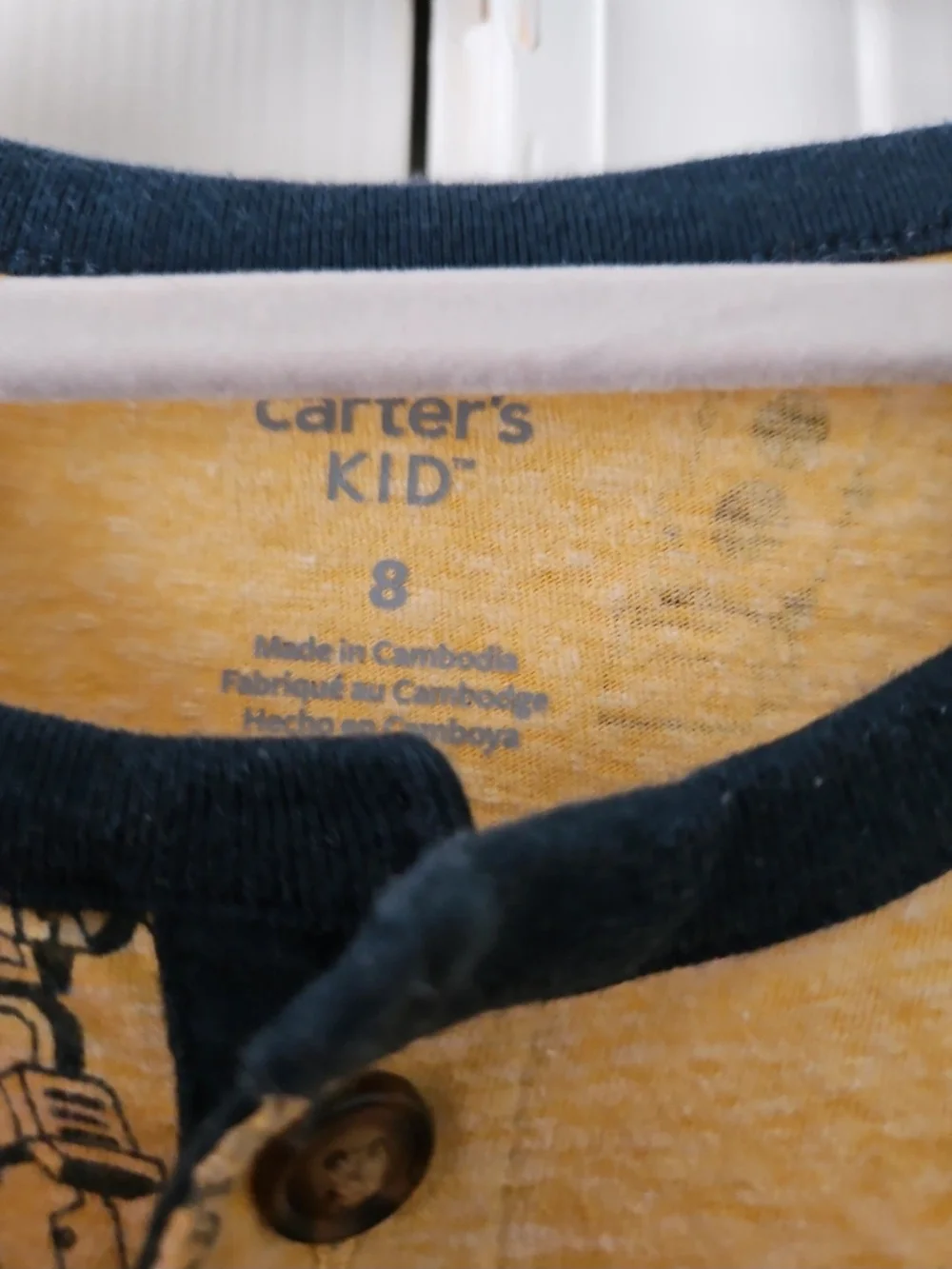 Carter's Yellow Robot Henley Shirt with Navy Trim